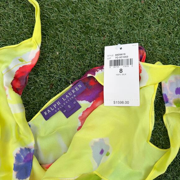 Ralph Lauren Collection Purple Label Women's Silk Asymmetrical Floral Dress - Picture 3 of 5